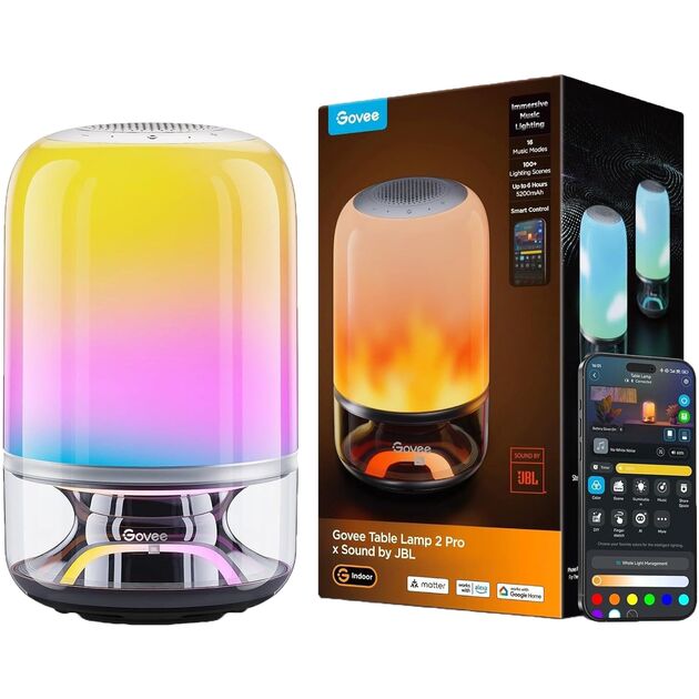 Настільний світильник розумний Govee Table Lamp 2 Pro x Sound by JBL, RGBICWW, WI-FI/Bluetooth, білий, фото , зображення 2 | SNABZHENIE.com.ua