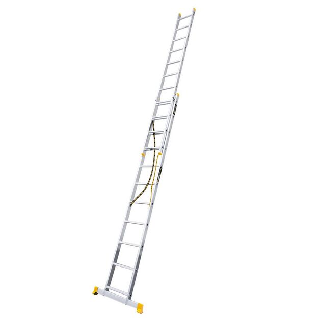 Лестница алюминиевая MASTERTOOL двухсекционная комбинированная 2х11 ступеней h=5330 мм max 150 кг 79-1411, фото , изображение 2 | SNABZHENIE.com.ua