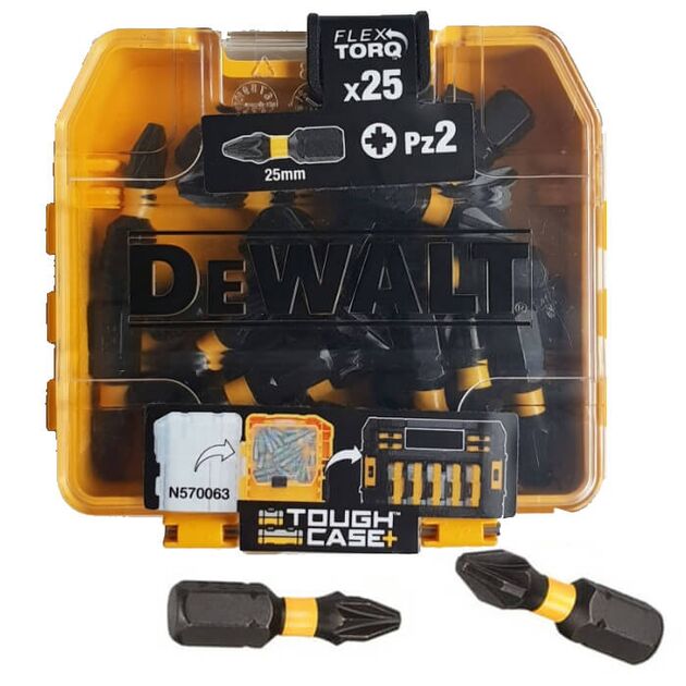 Набір бит DeWALT EXTREME FlexTorq, Pozidriv, Pz2, L = 25 мм, 25 шт, кейс (DT70556T), фото  | SNABZHENIE.com.ua