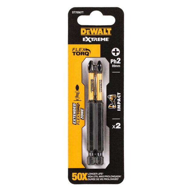 Ударные биты DeWALT IMPACT TORSION Ph2, 85 мм, 2 шт (DT70567T), фото  | SNABZHENIE.com.ua