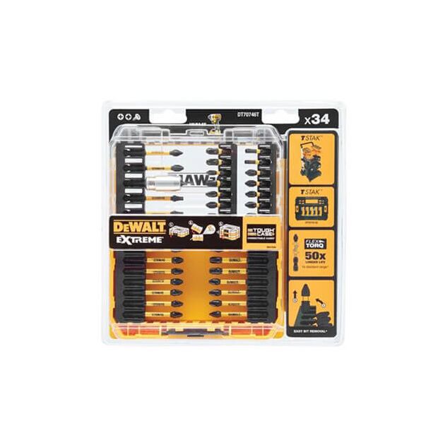 Набір біт DeWALT EXTREME FlexTorq, 34 шт, кейс (DT70746T), фото , зображення 2 | SNABZHENIE.com.ua
