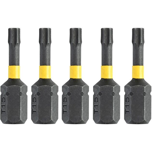 Набір біт DeWALT, ударні, IMPACT TORSION, Torx, Т15, L = 25 мм, 5 шт (DT7380T), фото , зображення 2 | SNABZHENIE.com.ua