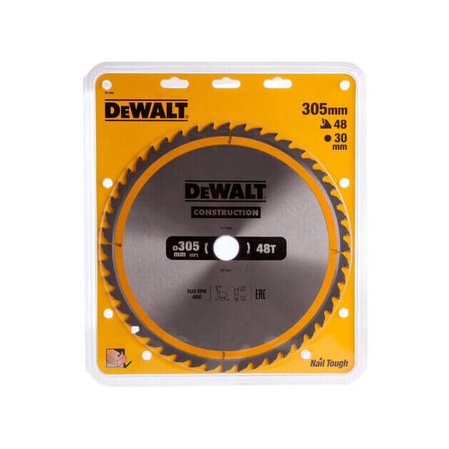 Диск пилы DeWALT 305x30 мм, 48 зубьев, угол 10°, ATB, чистый срез, фото , изображение 2 | SNABZHENIE.com.ua