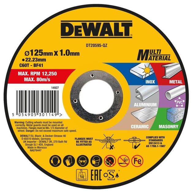 Круг відрізний MULTI-MATERIAL DeWALT DT20595, фото  | SNABZHENIE.com.ua
