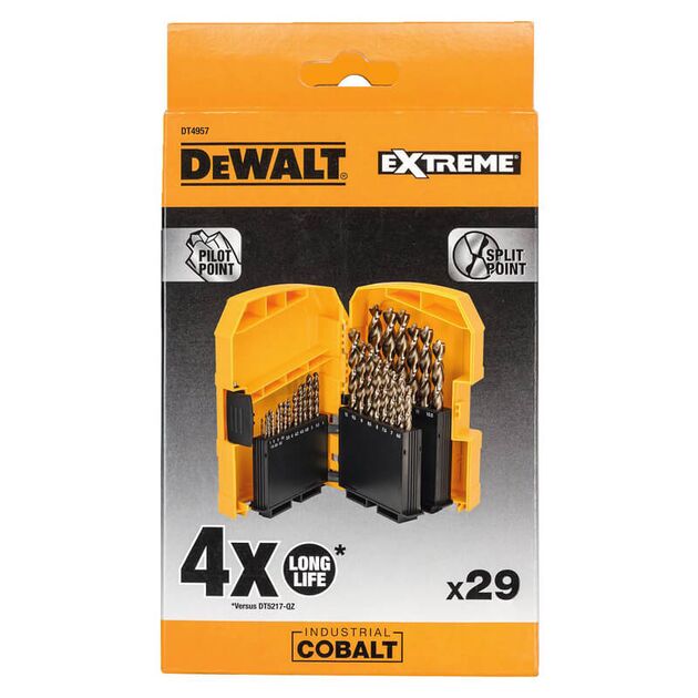 Набір сверл по металу INDUSTRIAL COBALT EXTREME DeWALT, d = 1-13 мм, 29 шт., Кейс. (DT4957), фото , зображення 2 | SNABZHENIE.com.ua