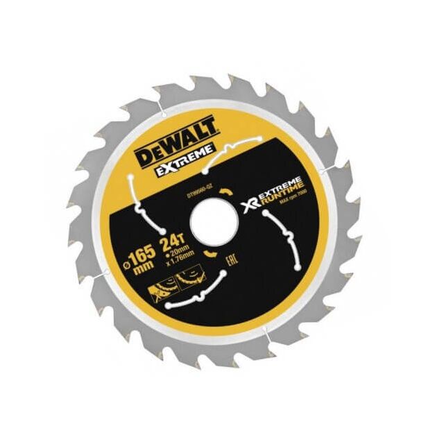 Диск пильний DeWALT XR, 165 x 20 мм, 24 зуба, 10 градусів, геометрія зуба ATB + R (DT99560), фото  | SNABZHENIE.com.ua