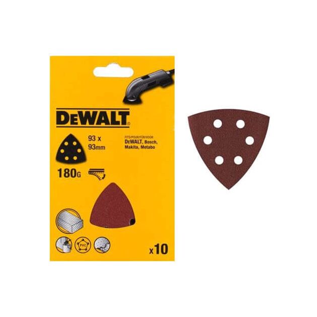 Шлифлист DeWalt 93 мм, зерно 180, 6 отв., 10 шт. для дерева и краски, фото  | SNABZHENIE.com.ua