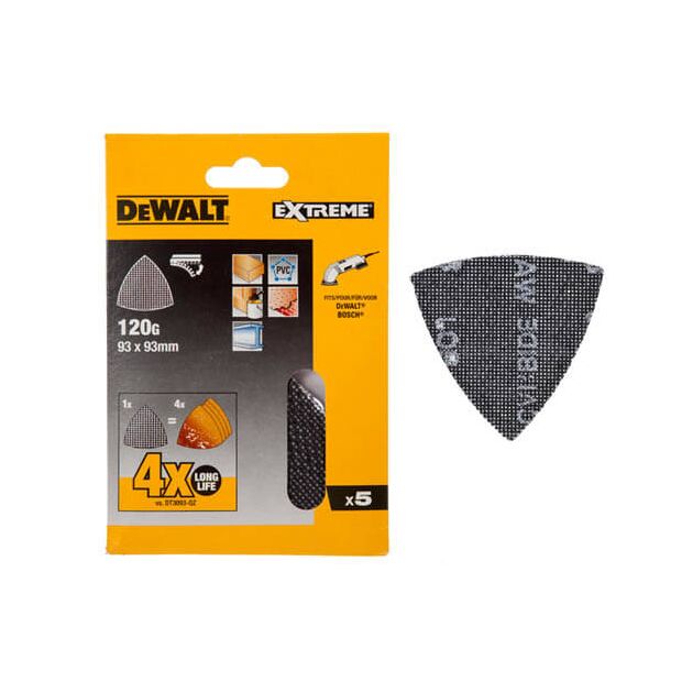 Шліфлист для дельташліфмашин 93 мм, зерно 80 (5 шт.) універсальний Extreme DeWalt (DTM3092), фото  | SNABZHENIE.com.ua