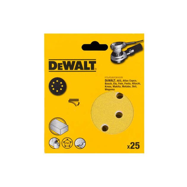 Шлифкруг 125 мм, зерно 180, для дерева и краски, 25 шт DeWalt, фото  | SNABZHENIE.com.ua