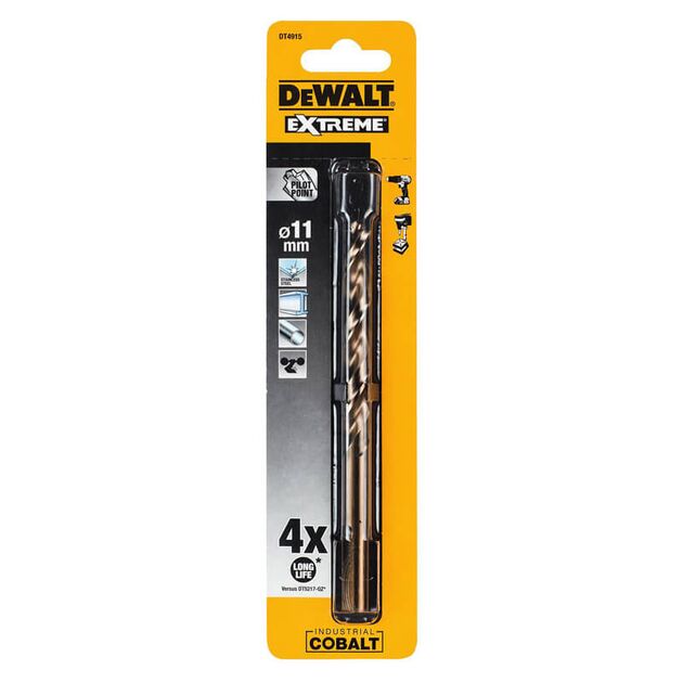 Сверло по металлу DeWALT EXTREME INDUSTRIAL COBALT HSS-CO, d = 11 мм, L = 142 мм, L = 91 мм (DT4915), фото  | SNABZHENIE.com.ua