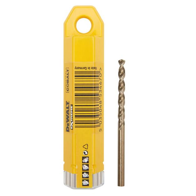 Сверло DeWALT EXTREME HSS-CO кобальтовое, d=4.5 мм, L=80 мм, 10 шт., фото , изображение 3 | SNABZHENIE.com.ua
