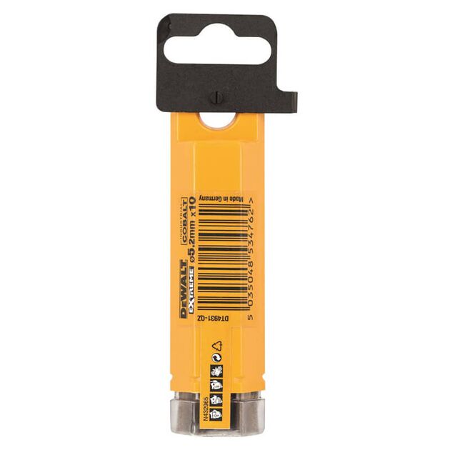 Сверло по металлу DeWALT EXTREME INDUSTRIAL COBALT HSS-CO, d = 5.2 мм, L = 86 мм, L = 46 мм, в упаковці 10 шт (DT4931), фото  | SNABZHENIE.com.ua