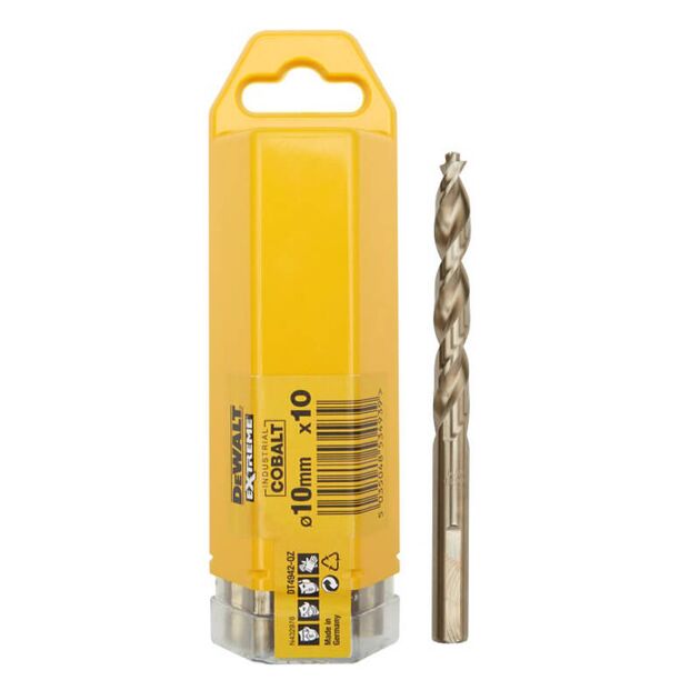 Сверло по металлу DeWALT EXTREME INDUSTRIAL COBALT HSS-CO, d = 10 мм, L = 133 мм, L = 84 мм, в упаковці 10 шт (DT4942), фото  | SNABZHENIE.com.ua