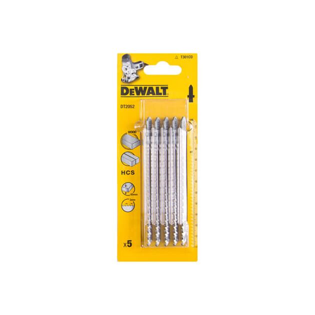 Полотно для лобзика T 301 CD по дереву, глибина пропила 65 мм, 5 шт DeWalt (DT2052), фото  | SNABZHENIE.com.ua