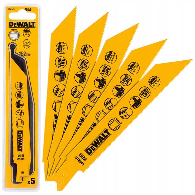 Полотна сабельных пил DeWalt S 922 EF, 152 мм, 5 шт, биметалл, фото , изображение 3 | SNABZHENIE.com.ua