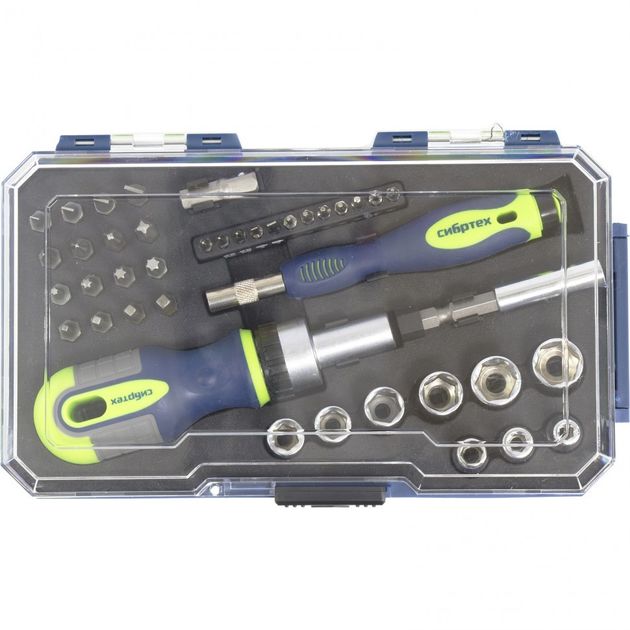 Отвертки реверсивные с битами и головками, 41 шт., CrV СИБРТЕХ, фото , изображение 3 | SNABZHENIE.com.ua