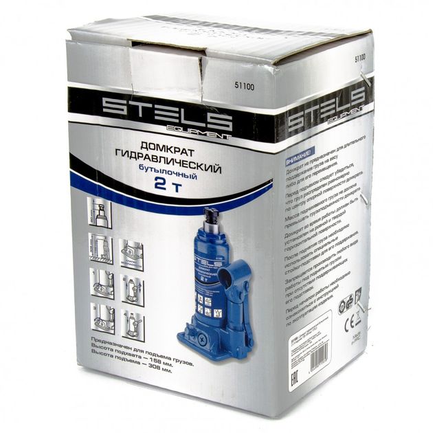 Домкрат гидравлический бутылочный STELS, 2 т, h 158-308 мм, 51100S, фото , изображение 4 | SNABZHENIE.com.ua