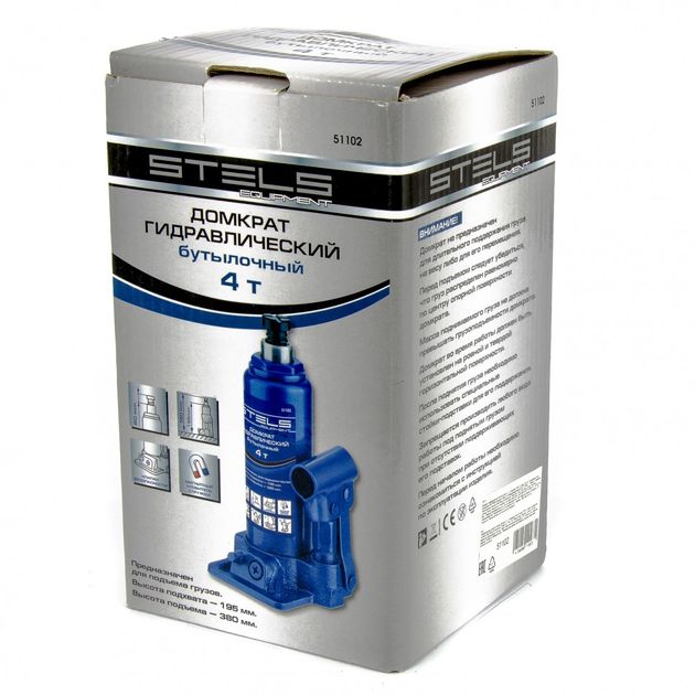 Гидравлический бутылочный домкрат STELS, 4 т, h 194-372 мм, фото , изображение 2 | SNABZHENIE.com.ua