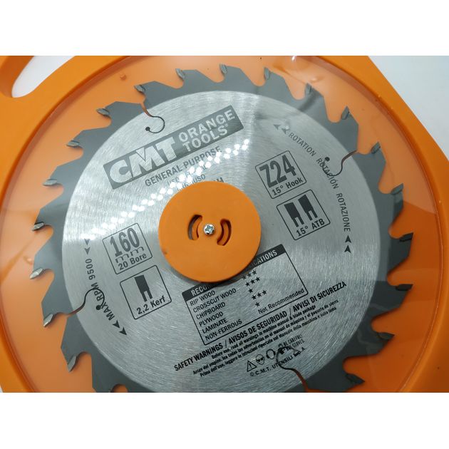 Дисковая пила 160x20 мм, Z 24 для ручных циркулярок CMT, фото , изображение 13 | SNABZHENIE.com.ua