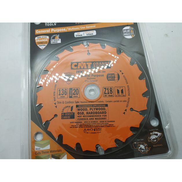Дисковая пила CMT 136 х 20 мм, Z 18, для тонкого пропила дерева, фото , изображение 6 | SNABZHENIE.com.ua
