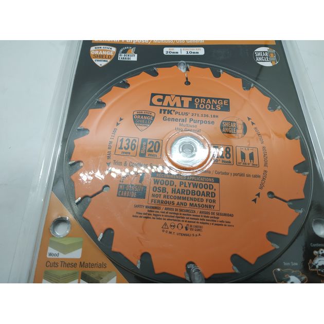Дисковая пила CMT 136 х 20 мм, Z 18, для тонкого пропила дерева, фото , изображение 5 | SNABZHENIE.com.ua