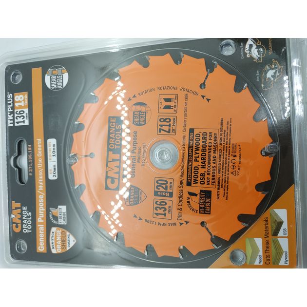 Дисковая пила CMT 136 х 20 мм, Z 18, для тонкого пропила дерева, фото , изображение 7 | SNABZHENIE.com.ua