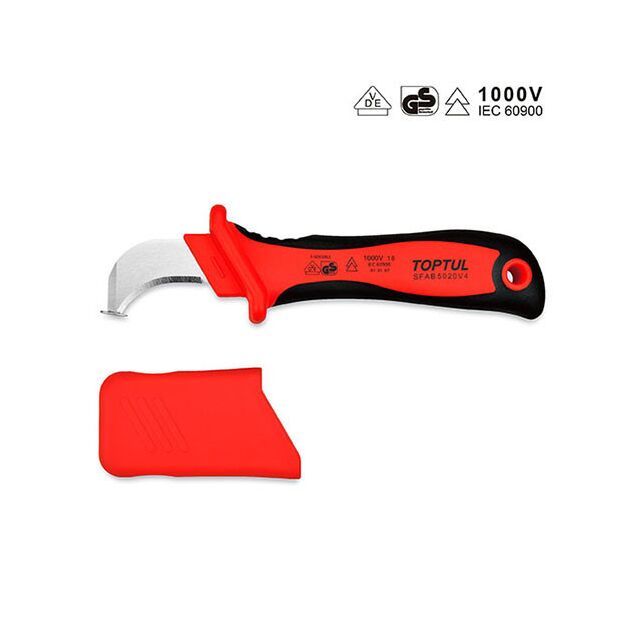 Ніж кабельний ізольований 1000V VDE з загнутим лезвием TOPTUL (SFAB5020V4), фото  | SNABZHENIE.com.ua