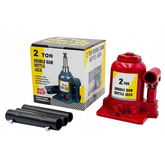 Домкрат бутилочний низькопрофільний двоштоковий 2т 150-370 мм TORIN TF0202, фото , зображення 3 | SNABZHENIE.com.ua