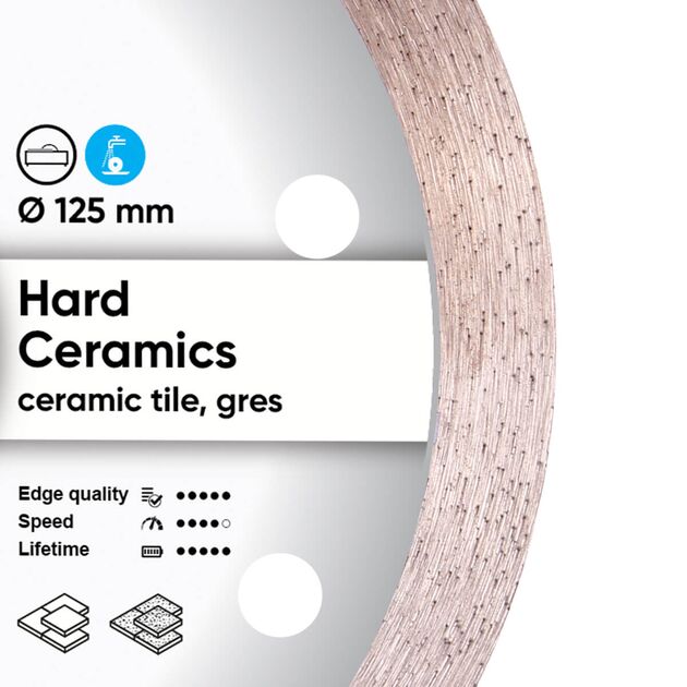 Круг алмазний відрізний DISTAR Hard Ceramics 125 x 1,4/1,0 x 8 x 22,23 (1A1R) (11115048010), фото , зображення 2 | SNABZHENIE.com.ua