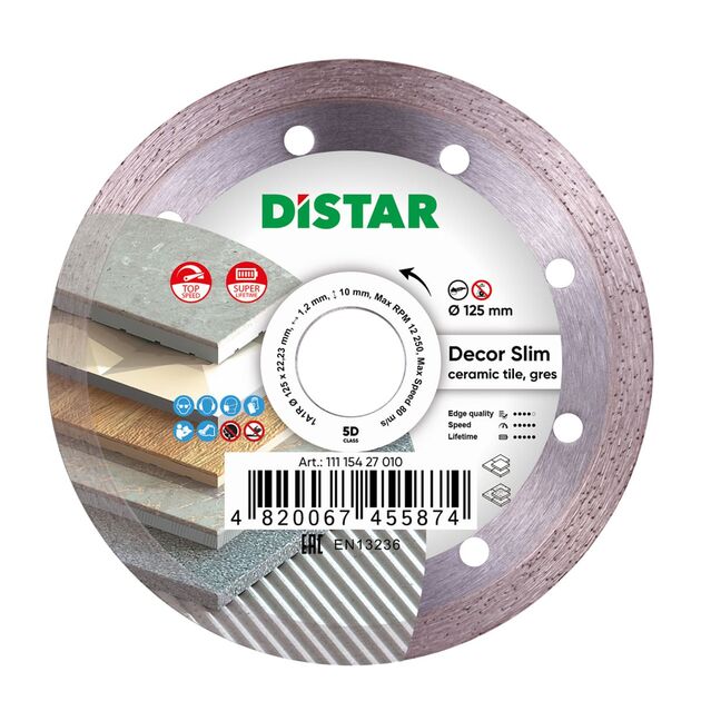 Круг алмазний відрізний DISTAR Decor Slim 125 x 1,2/1,0 x 8 x 22,23 (11115427010), фото  | SNABZHENIE.com.ua