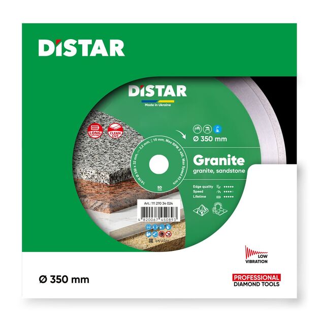 Алмазный отрезной круг DISTAR Granite 350x2,2x10x32 (1A1R), фото , изображение 2 | SNABZHENIE.com.ua