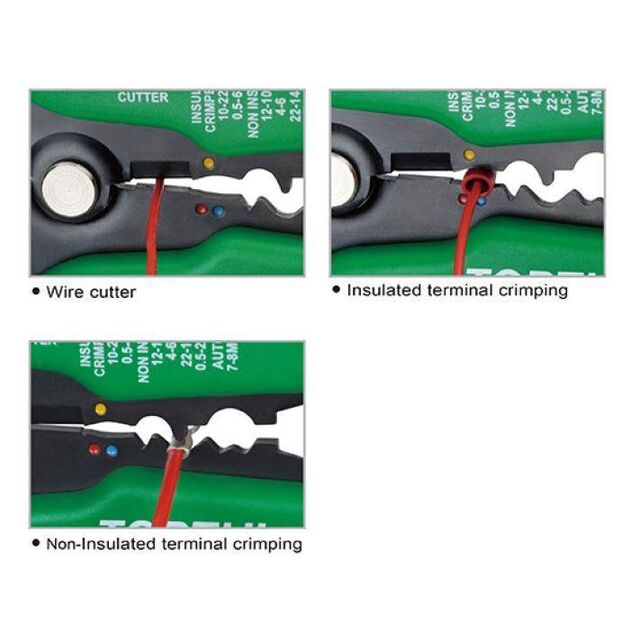 Кліщі для обжимки клем і зняття ізоляції посилені TOPTUL (DKAA2226), фото , зображення 3 | SNABZHENIE.com.ua