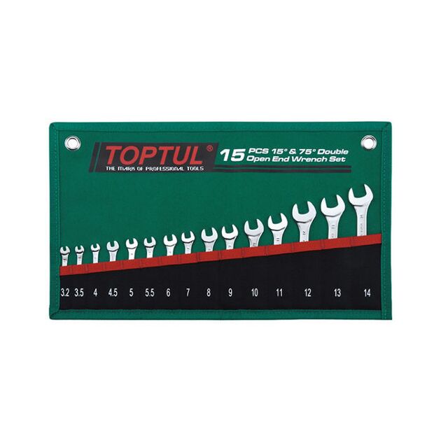 Набор ключей рожковых TOPTUL 15 шт. 3,2-14мм 15°х75° GRAJ1501, фото  | SNABZHENIE.com.ua