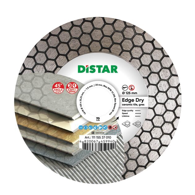 Алмазний отрезний круг DISTAR 125 x 1,6/1,2 x 25 x 22,23 Edge Dry (11115537010), фото  | SNABZHENIE.com.ua