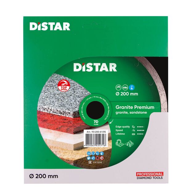 Алмазный отрезной круг DISTAR Granite Premium 200 x 1,7 x 10 x 25,4, фото , изображение 3 | SNABZHENIE.com.ua