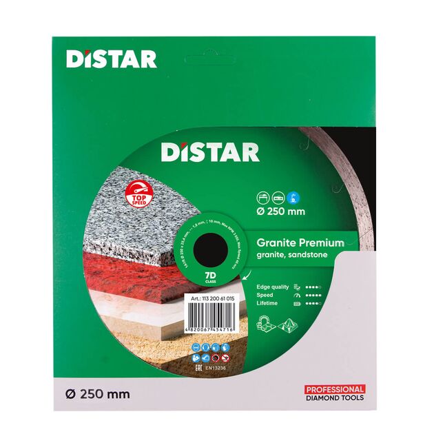 Круг алмазний відрізний DISTAR Granite Premium 250 x 1,7 x 10 x 25,4 (1A1R) (11320061019), фото , зображення 3 | SNABZHENIE.com.ua