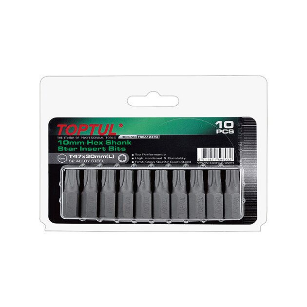 Набір біт 10 мм L30 мм T30 10 ед. на блістері TOPTUL (FSEA1230G), фото  | SNABZHENIE.com.ua