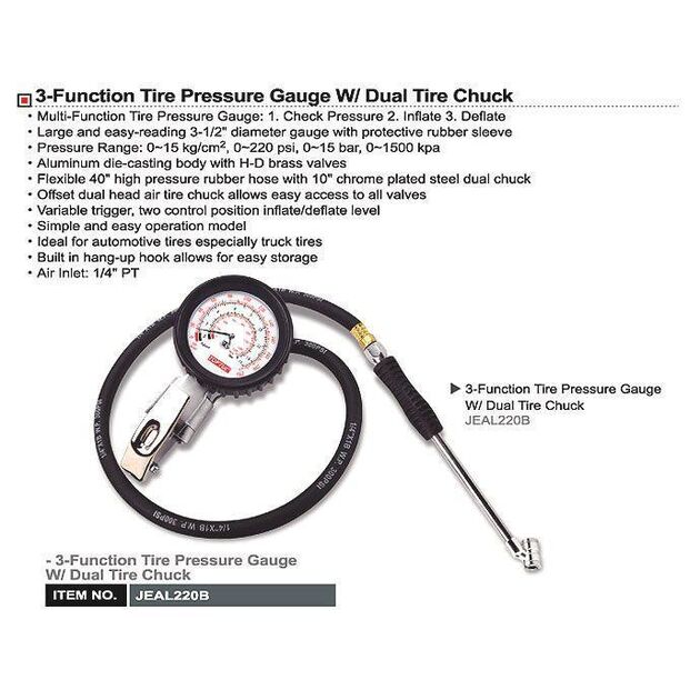 Пістолет для підкачки коліс для вантажних та легкових авто професійний TOPTUL (JEAL220B), фото , зображення 2 | SNABZHENIE.com.ua