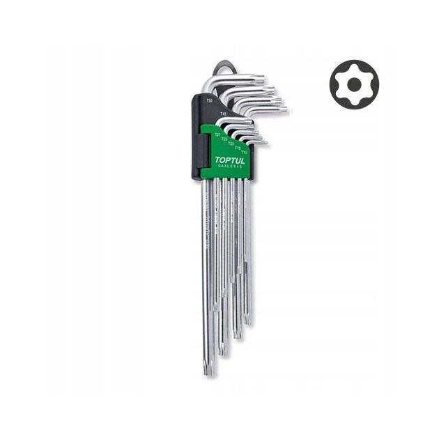 Г-образные ключи TORX TOPTUL T10-T50 9ед. супердлинные с отверстием GAAL0915, фото  | SNABZHENIE.com.ua