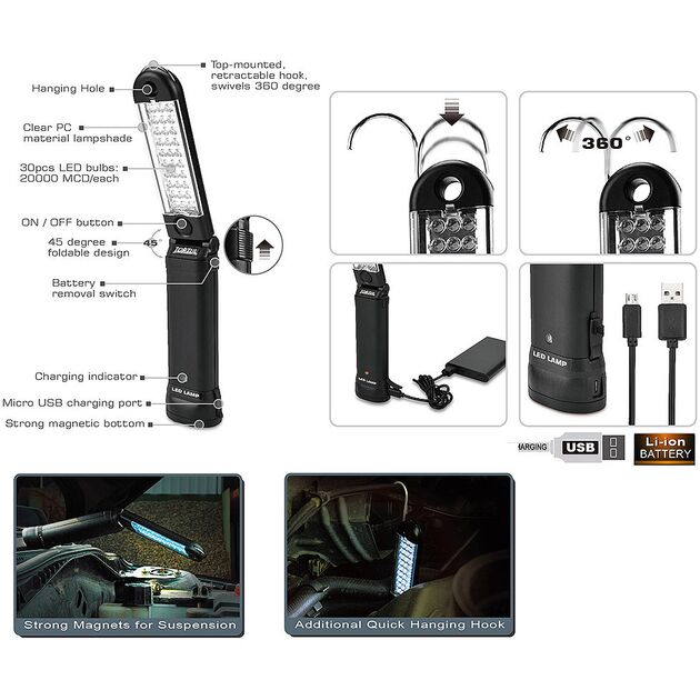 Фонарь LED (Micro USB 5V) TOPTUL (JJAT0105), фото , изображение 2 | SNABZHENIE.com.ua