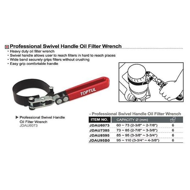 Съёмник м/фильтра с лентой 60-73 мм TOPTUL (JDAU6073), фото , изображение 2 | SNABZHENIE.com.ua
