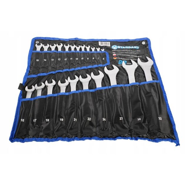 Набор ключей комбинированных 6-32 мм 22 шт. в чехле СТАНДАРТ NKK22ST-S, фото , зображення 3 | SNABZHENIE.com.ua