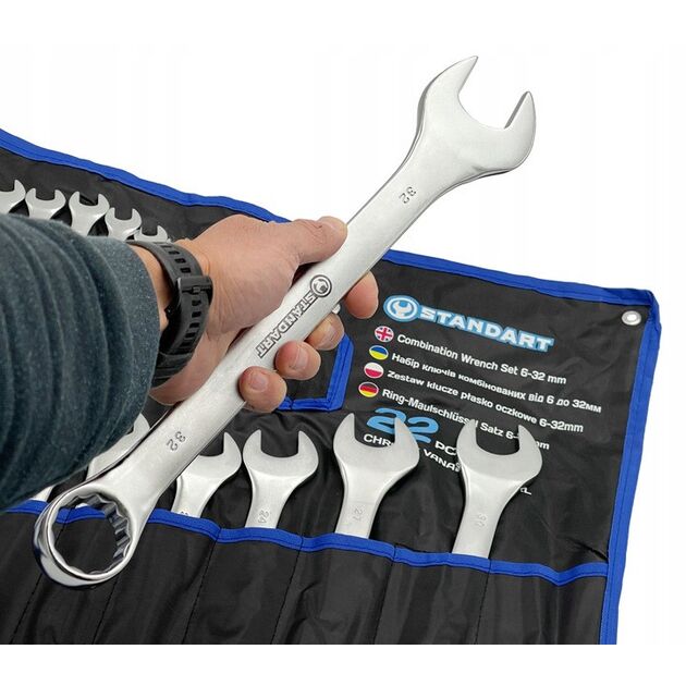 Набор ключей комбинированных 6-32 мм 22 шт. в чехле СТАНДАРТ NKK22ST-S, фото , зображення 2 | SNABZHENIE.com.ua