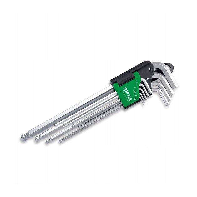 Шестигранные ключи с шаром TOPTUL 1,5-10мм, 9 шт. супердлинные, фото , изображение 3 | SNABZHENIE.com.ua