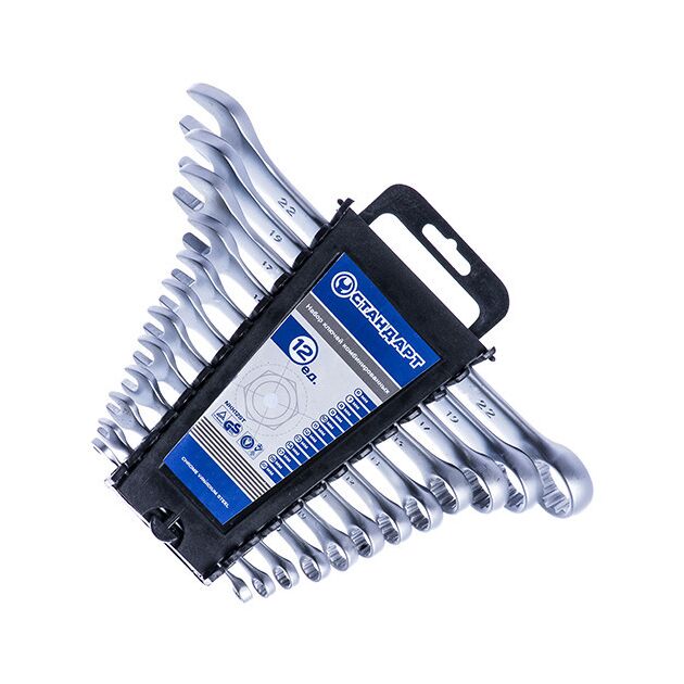 Набор ключей комбинированных 6-22 мм 12 шт на холдере СТАНДАРТ NKK12ST, фото , зображення 2 | SNABZHENIE.com.ua