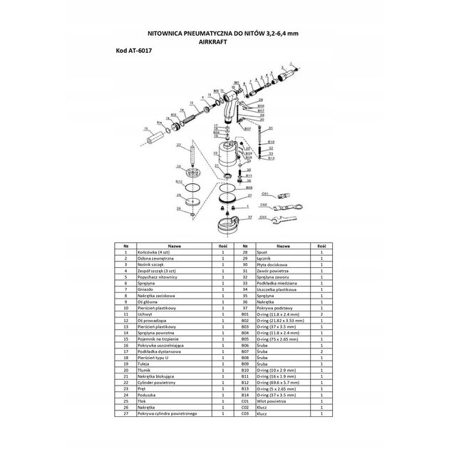 Пневмогидравлический заклепочник AIRKRAFT AT-6017 для вытяжных заклепок, фото , изображение 3 | SNABZHENIE.com.ua