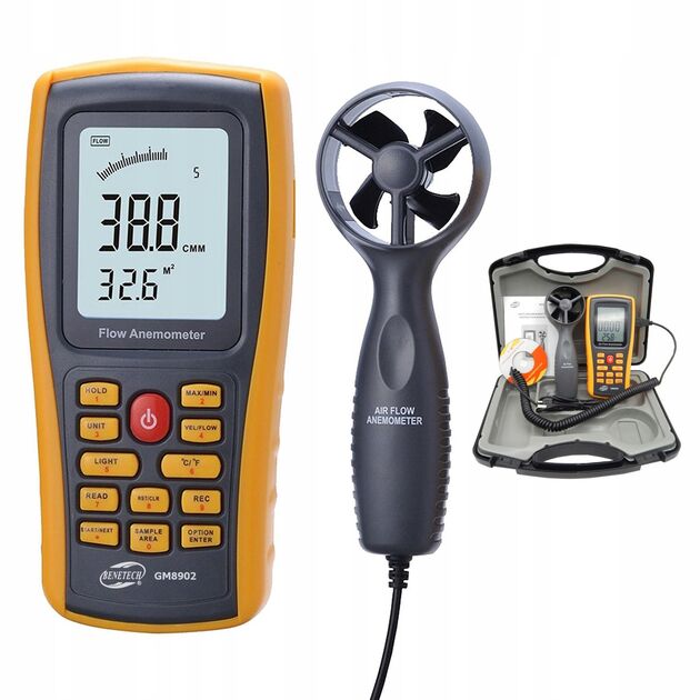 Анемометр-термометр USB BENETECH GM8902 (0,3-45 м/с, 0-45 °C), фото , зображення 3 | SNABZHENIE.com.ua