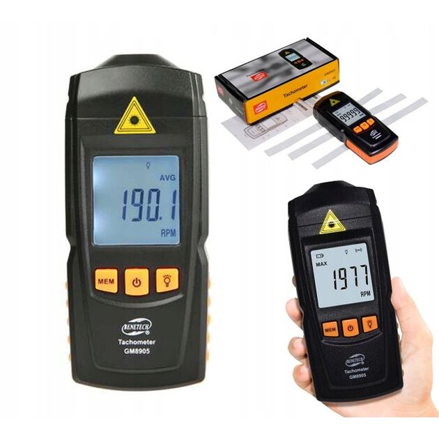 Тахометр безконтактний (2,5-99999 об/мин) BENETECH GM8905, фото  | SNABZHENIE.com.ua