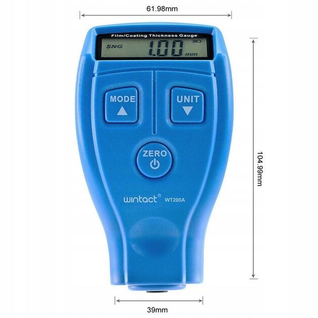 Тестер толщины краски WINTACT WT200A, 0-1800 мкм Fe/nFe, фото , изображение 3 | SNABZHENIE.com.ua
