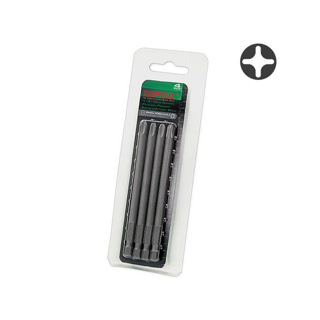 Насадки для шуруповерта набір 1/4 100мм PH2 4шт TOPTUL FSIB0802G, фото  | SNABZHENIE.com.ua